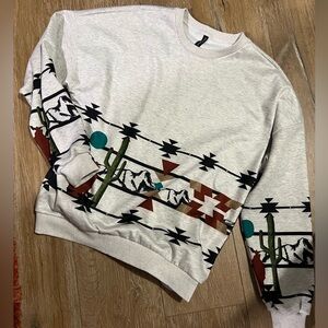 Gray Southwestern Pattern Sweatshirt